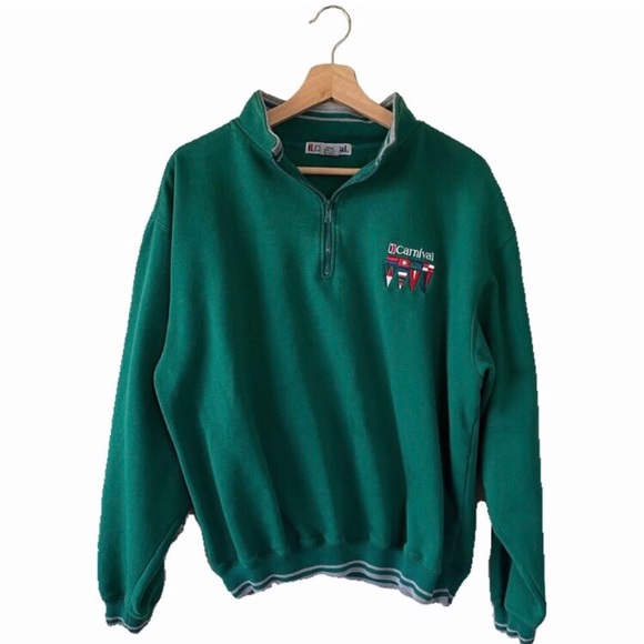 forest green pullover w embroidered design - Picture 1 of 1
